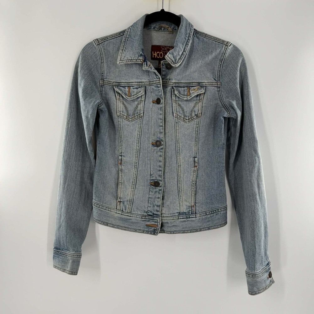 Hollister Surf 1972 Truckers Jacket Womens Size Small S Blue Denim